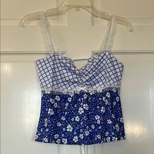 Blue and White Floral Crop Top